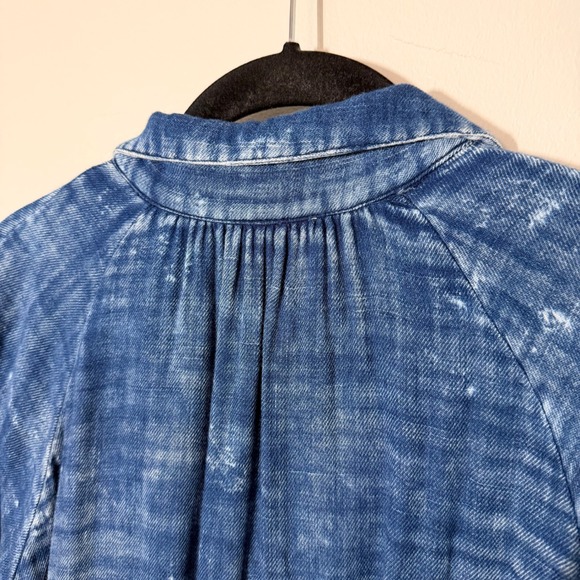Pure Jill Indigo 100% Cotton Soft Washed Denim-Look Shirt Dress Boho Staple MED - Picture 11 of 12